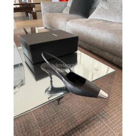 Ysl New Leather High Heels For Women Black