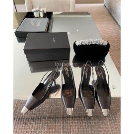 Ysl New Leather High Heels For Women Black