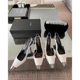 Ysl New Leather High Heels For Women White