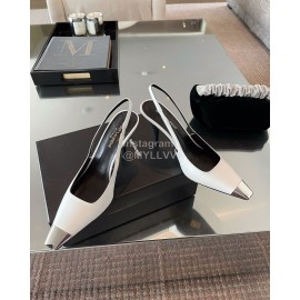 Ysl New Leather High Heels For Women White