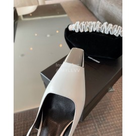 Ysl New Leather High Heels For Women White