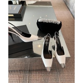 Ysl New Leather High Heels For Women White