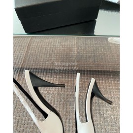 Ysl New Leather High Heels For Women White