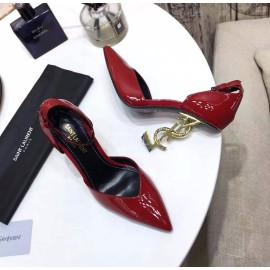 Ysl Fashion Patent Leather Gold High Heels For Women Red