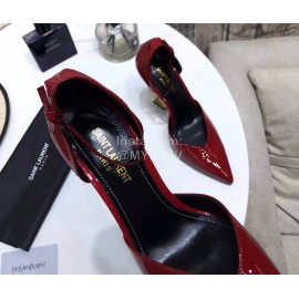 Ysl Fashion Patent Leather Gold High Heels For Women Red