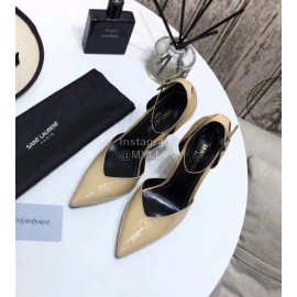 Ysl Fashion Patent Leather Gold High Heels For Women Apricot