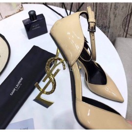 Ysl Fashion Patent Leather Gold High Heels For Women Apricot