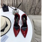 Ysl Fashion Patent Leather Black High Heels For Women Red