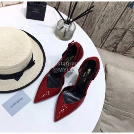 Ysl Fashion Patent Leather Black High Heels For Women Red