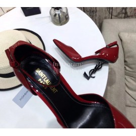Ysl Fashion Patent Leather Black High Heels For Women Red