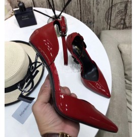 Ysl Fashion Patent Leather Black High Heels For Women Red
