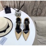 Ysl Fashion Patent Leather Black High Heels For Women Apricot