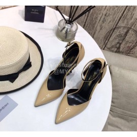 Ysl Fashion Patent Leather Black High Heels For Women Apricot