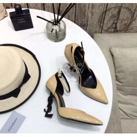 Ysl Fashion Patent Leather Black High Heels For Women Apricot