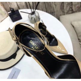 Ysl Fashion Patent Leather Black High Heels For Women Apricot