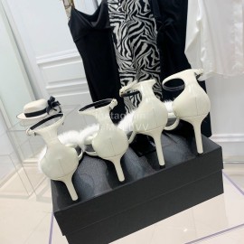 Ysl Amber Mink Hair High Heeled Sandals For Women White