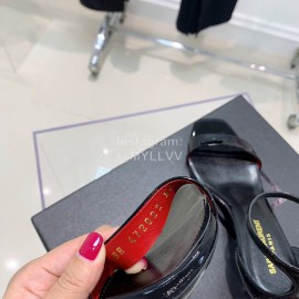 Ysl Amber Patent Leather High Heeled Sandals For Women Black