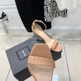 Ysl Amber Patent Leather High Heeled Sandals For Women Apricot