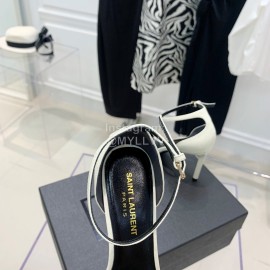 Ysl Amber Leather High Heeled Sandals For Women White