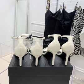 Ysl Amber Leather High Heeled Sandals For Women White