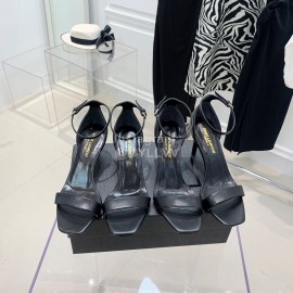 Ysl Amber Leather High Heeled Sandals For Women Bl..