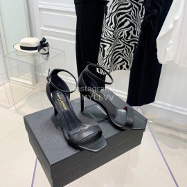 Ysl Amber Leather High Heeled Sandals For Women Black