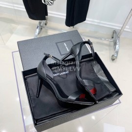 Ysl Amber Leather High Heeled Sandals For Women Black