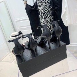 Ysl Amber Leather High Heeled Sandals For Women Black