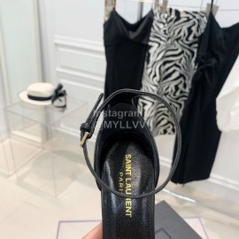 Ysl Amber Leather High Heeled Sandals For Women Black