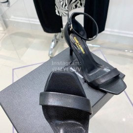 Ysl Amber Leather High Heeled Sandals For Women Black