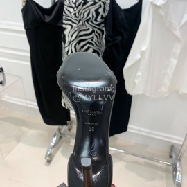 Ysl Amber Leather High Heeled Sandals For Women Black