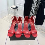 Ysl Amber Leather High Heeled Sandals For Women Red