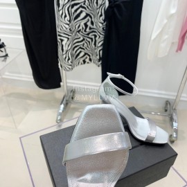 Ysl Amber Leather High Heeled Sandals For Women Silver