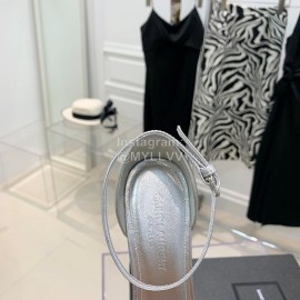Ysl Amber Leather High Heeled Sandals For Women Silver