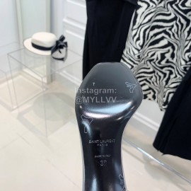 Ysl Amber Leather High Heeled Sandals For Women Silver