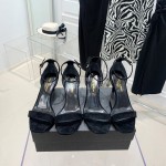 Ysl Amber Leather Suede High Heeled Sandals For Women Black