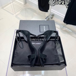 Ysl Amber Leather Suede High Heeled Sandals For Women Black