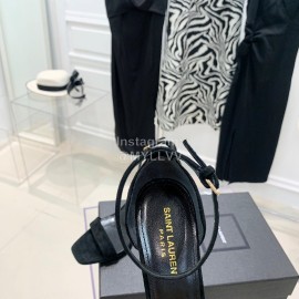 Ysl Amber Leather Suede High Heeled Sandals For Women Black