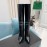 Ysl Fashion Cowhide Thick High Heeled Long Boots For Women Black