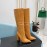 Ysl Fashion Cowhide Thick High Heeled Long Boots For Women Brown
