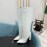 Ysl Fashion Cowhide Thick High Heeled Long Boots For Women White