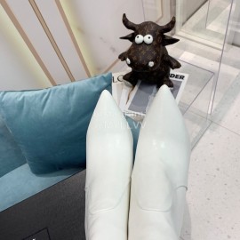 Ysl Fashion Cowhide Thick High Heeled Long Boots For Women White