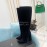 Ysl Fashion Cowhide Suede Thick High Heeled Long Boots For Women Black