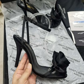 Ysl Silk Sheepskin High Heeled Sandals For Women Black