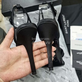 Ysl Silk Sheepskin High Heeled Sandals For Women Black