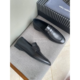 Zegna Autumn Winter Leather Casual Shoes For Men Black