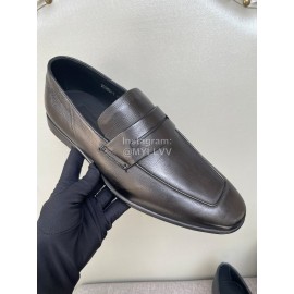 Zegna Autumn Winter Leather Casual Shoes For Men Black