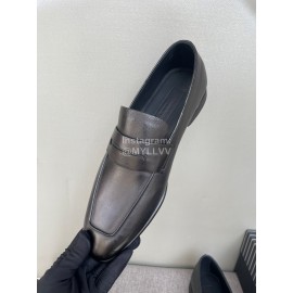 Zegna Autumn Winter Leather Casual Shoes For Men Black