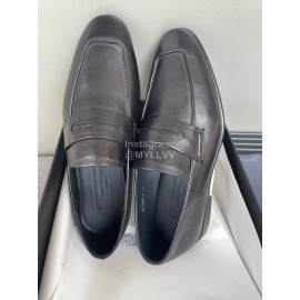 Zegna Autumn Winter Leather Casual Shoes For Men Black
