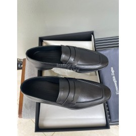 Zegna Autumn Winter Leather Casual Shoes For Men Black